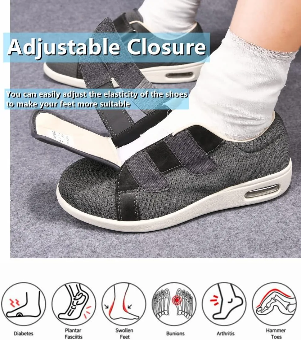 ZGDG Men's Diabetic Edema Shoes Wide Width Walking Shoes with Adjustable Closure Lightweight Non-Slip Sneaker for Swollen Feet Elderly Hammertoe Arthritis Bunions