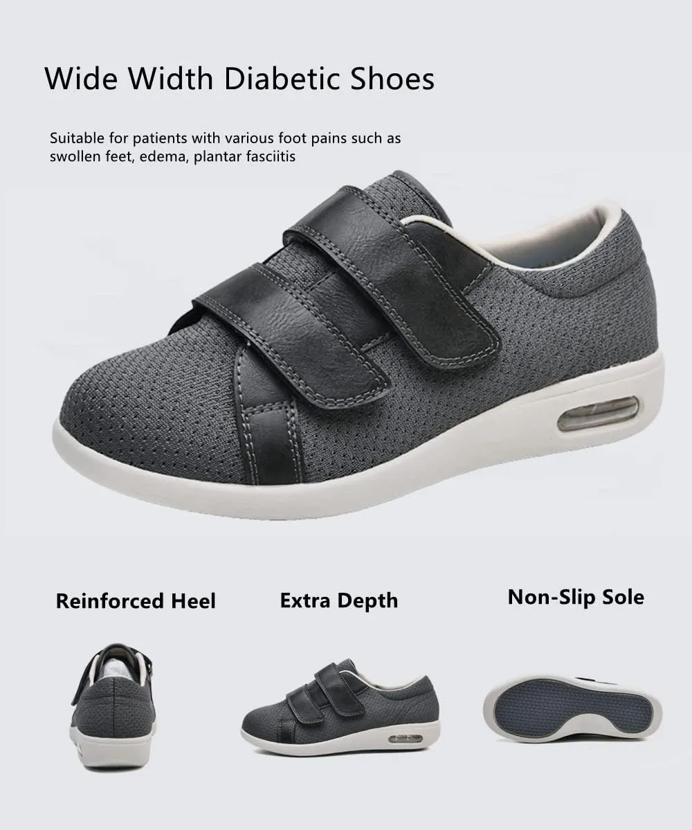 ZGDG Men's Diabetic Edema Shoes Wide Width Walking Shoes with Adjustable Closure Lightweight Non-Slip Sneaker for Swollen Feet Elderly Hammertoe Arthritis Bunions