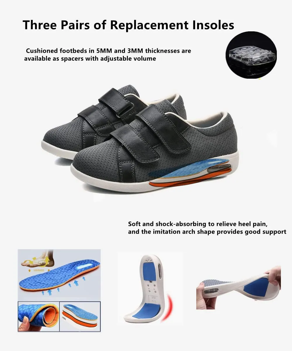 ZGDG Men's Diabetic Edema Shoes Wide Width Walking Shoes with Adjustable Closure Lightweight Non-Slip Sneaker for Swollen Feet Elderly Hammertoe Arthritis Bunions