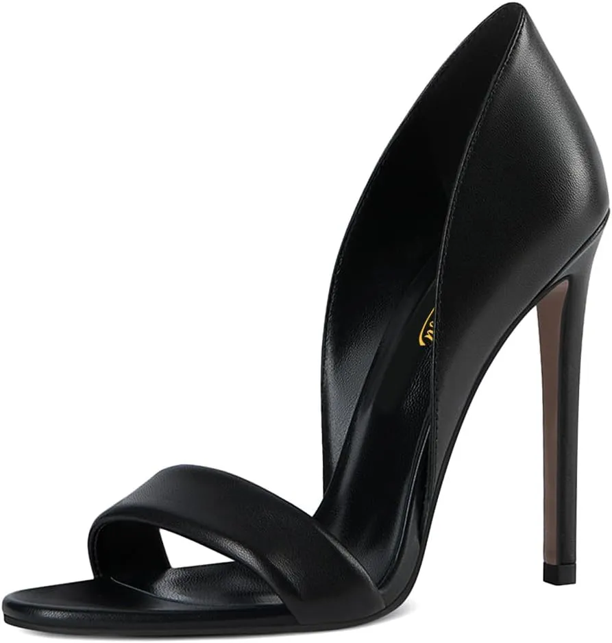 Zszszsu Women's Sexy Open Toe Stiletto High Heel Pump Fashion Single Strap Slip On Sandals Slides Party Dress Prom Shoes Size 4-16 US