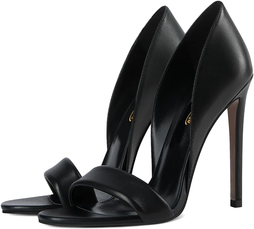 Zszszsu Women's Sexy Open Toe Stiletto High Heel Pump Fashion Single Strap Slip On Sandals Slides Party Dress Prom Shoes Size 4-16 US